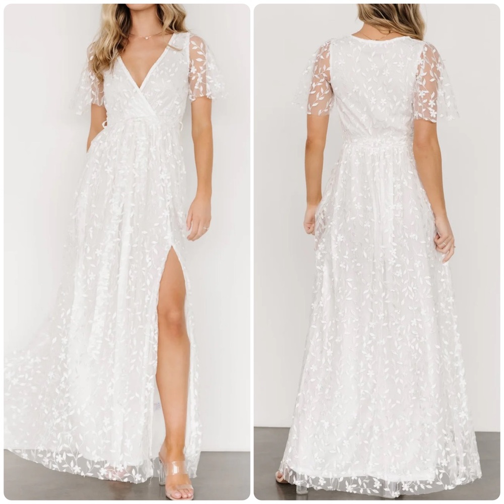 Baltic Born White Floral Lace Maxi Dress